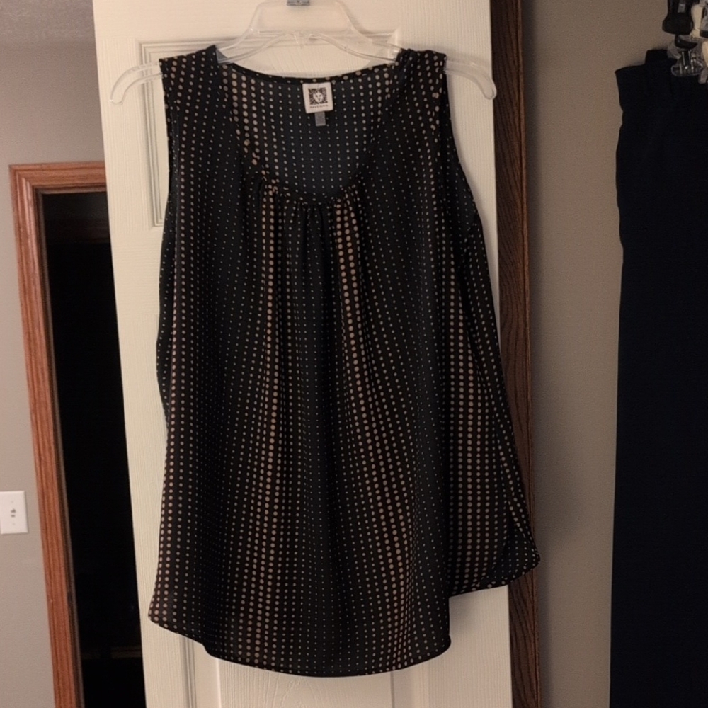 Black and Brown Polka Dot Sleeveless Top